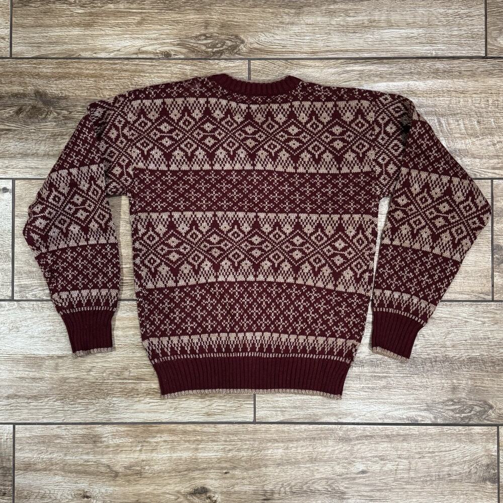 Vtg 1970's Knit V-neck Sweater Men's Grandpa Ski Preppy M - Picture 4 of 9